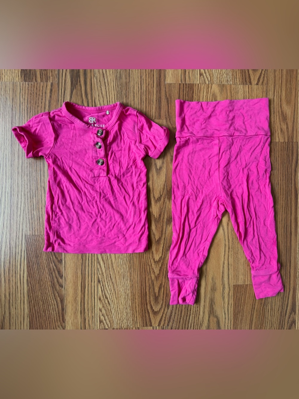 BUMS & ROSES Bamboo Baby girl Magenta/Dark Pink Short Sleeve Top & Legging Set